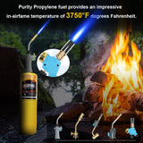 BLUEFIRE (2) 14.1 oz Modern MAPP Gas Cylinder 99.9% High Purity Propylene Equal to MAP-PRO Hotter than Small Propane Tank Torch Fuel Various Packages Available MAP GAS Cylinder Torch Kit Pack of 2