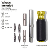 Klein Tools 32500 11-in-1 Screwdriver/Nut Driver Set, 8 Bits (Phillips, Slotted, Torx, Square), 3 Nut Driver Sizes, Cushion Grip Handle