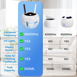 Upgraded Ultrasonic Retainer Cleaner, 45kHz Ultrasonic Dentures Cleaner for Night Guards, Braces, Aligner, Toothbrush, Jewelry and More, 4 Modes Cleaning Pod 200ML