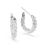 Swarovski Matrix Vittore Mini Hoop Pierced Earrings with White Circle Cut Crystal on a Rhodium Plated Setting with a Hinged Closure