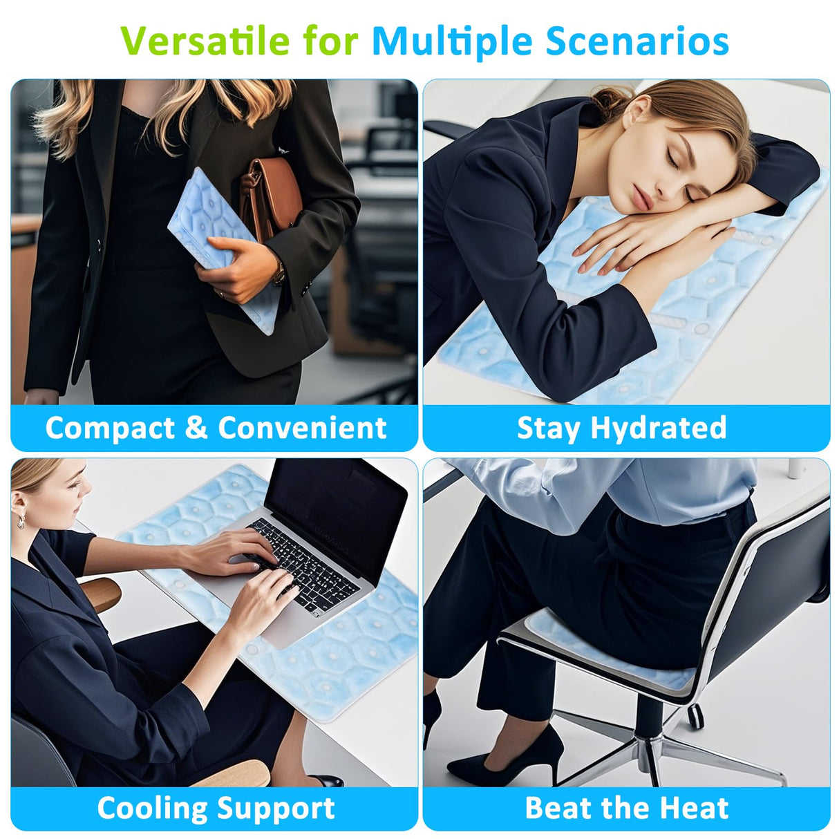 Laokiiy Cooling Seat Cushion, Y28°F Desk Chair Cushion Reusable Ice Mat with PCM Cooling Mat Technology, No Condensation, Foldable & Portable Chair Cushion for Office, Camping, Bed, Car