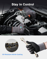 DULFINE Safety Work Gloves MicroFoam Nitrile Coated-12 Pairs Pack,Seamless Knit Nylon Glove with Black Micro-Foam Nitrile Grip,Ideal for General Purpose,Automotive,Home Improvement,Painting(Large)