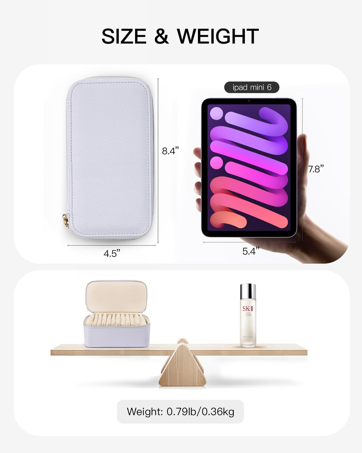 Vlando Jewelry Box with 12 Velvet Jewelry Bags Travel Jewelry Case for Girls Jewelry Organizers Necklace Rings Earrings Storage Bags Christmas Gifts Bridal Shower Gifts-Purple