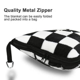 Travel Blanket and Pillow Compact, Premium Soft 2 in 1 Airplane Blanket with Soft Bag Pillowcase，Hand Luggage Sleeve and Backpack Clip (Checkered Black)