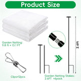 Metal Garden Netting Covers Kit, 6 Pack 2.6FT Poles, 10FTX13FT Mesh