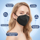 HiMask KN95 Face Masks 50 Pack Individually Wrapped 5-Layer Disposable Face Mask Black