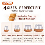 YOZON Chair Leg Floor Protectors for Hardwood Floors Felt Furniture Pads Silicone Caps 32 Pack Anti-Scratch Reduce Noise Clear Round Medium Fit 3/4" to 1-3/16" (19-30mm)