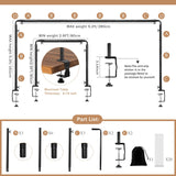 Over The Table Rod Stand with Clamps Adjustable 31-110 in Length 31-64 in Height Black Table Balloon Arch Hanging Stand with Storage Bag for Halloween Christmas Wedding Birthday Party Decoration