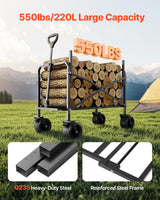 VEVOR 3-in-1 550lbs/220L Large Collapsible Folding Wagon, Convert to Bench, Foldable Beach Wagon with Wheels for Sand, Outdoor Utility Wagon for Groceries, Camping, Sports, Shopping