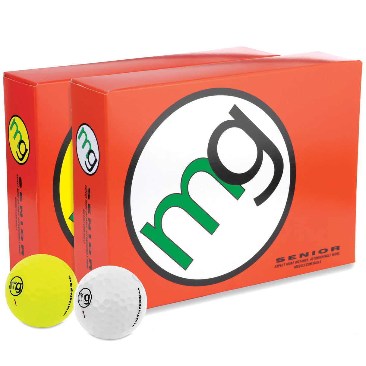 MG Golf Balls Senior Longest with Speed, Distance, & Maximum Enjoyment (1-Dozen) Choose from Classic White or Optic Yellow