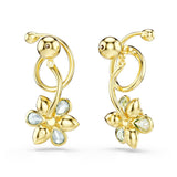 Swarovski Idyllia drop earrings, Asymmetrical design, Mixed cuts, Flower, Multicolored, Gold-tone finish