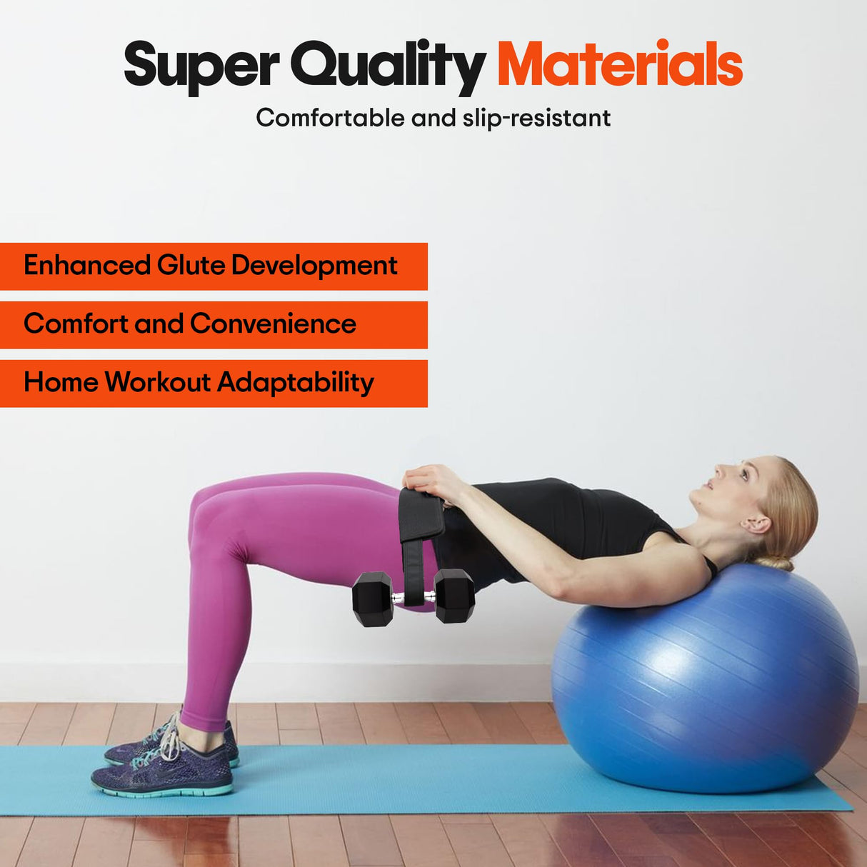 Exercise Hip Thrust Belt – Portable & Adjustable Glute Training Belt for Hip Thrusts, Squats & Glute Activation | Supports Dumbbells & Kettlebells for Gym & Home Workouts