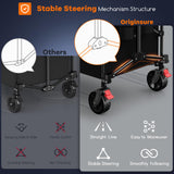 Originsure 220L Collapsible Beach Wagon Cart, 360lbs Heavy Duty, Black