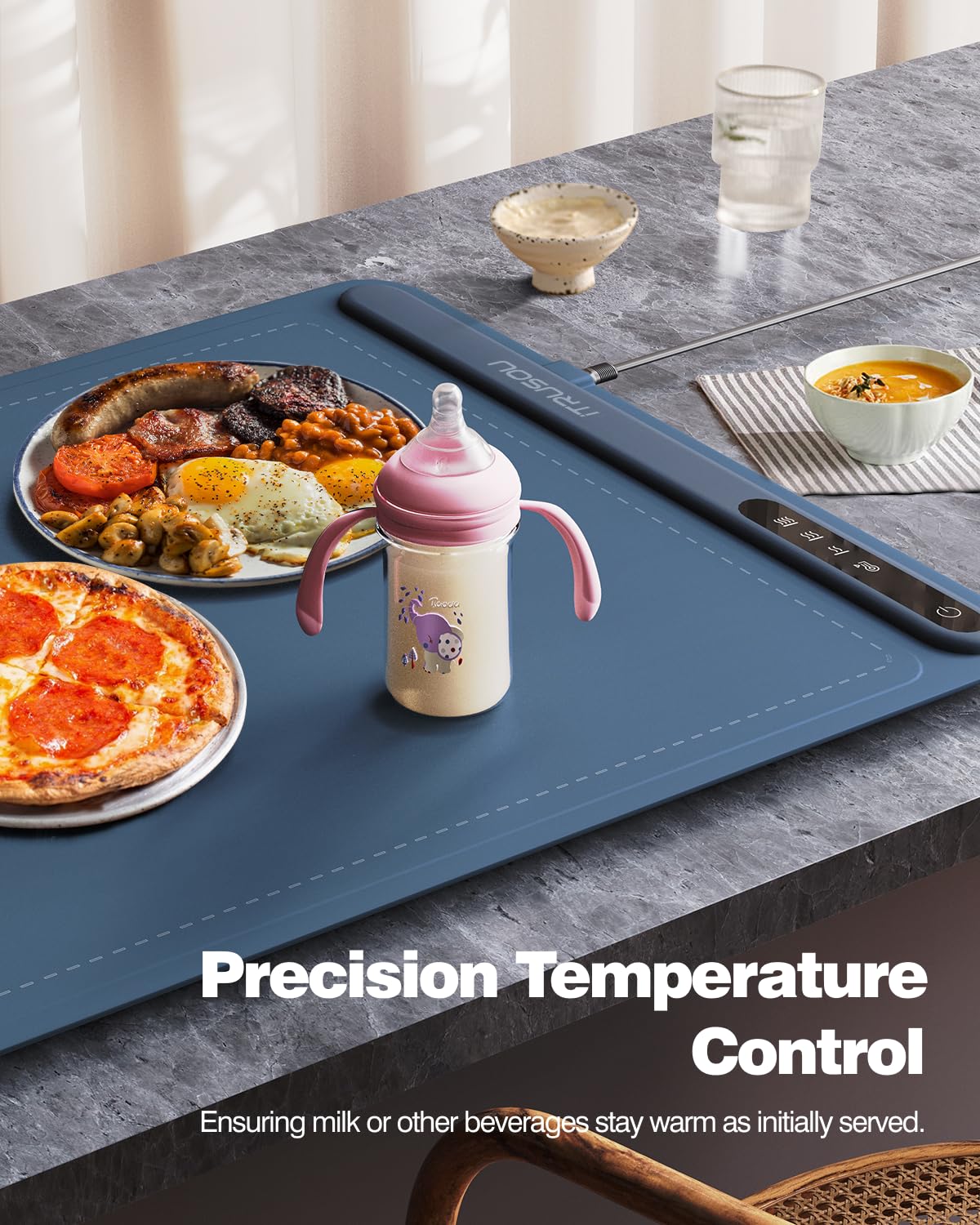 iTRUSOU Electric Warming Tray - Whole-Surface Heating, Rollable & Portable, Premium Silicone Nano-Material, 3 Temperature Settings, Auto Shut-Off - Ideal for Gatherings, Parties, and Everyday Use