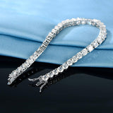 MDFUN 18k White Gold Plated CZ Tennis Bracelet, 4MM Cubic Zirconia Charm Bracelet for Women Men (7.0" tennis bracelet)