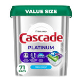 Cascade Platinum Dishwasher Pods, Dishwasher Detergent, Dish Detergent Soap, Fresh, 71 count