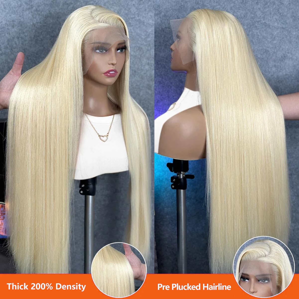 DJFG 613 Lace Front Wig Human Hair 30 Inch Blonde Wig Human Hair 613 13x6 Lace Front Wig Human Hair 200 Density Blonde Lace Front Wigs Human Hair Pre Plucked HD Lace Frontal Wig Straight Glueless