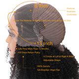 Ladoux Kinky Curly Lace Front Wigs 13x6 HD Lace Front Kinky Curly Wig for Women 180% Density Pre Plucked With Baby Hair Afro Kinky Curly Human Hair Wigs 20Inch Kinky Curly HD Lace Front Human Hair wig