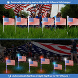 X-GiftKey 4th of July Decorations Outdoor American Flag Lights, 6-Pack Red White and Blue Solar Stars Lights with 6 USA Flags & 30LED,Bright Patriotic Pathway Lights for Memorial Day Yard Lawn Decor