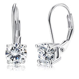 Milacolato 925 Sterling Silver Leverback Drop Earrings for Women,Round CZ