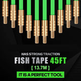 FTIHTRY 45FT Fiberglass Running Electrical Wire Cable Glow Rods Wire Pulling, Fish Rods Electrical Kit with 8 Different Attachments and Fish Tape Wire Puller Kit