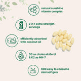 Micro Ingredients Vitamin D3 10,000 IU + K2 MK-7 200 mcg, 600 Softgels with Virgin Coconut Oil (2 Pack) | 2-in-1 Vitamins D & K Complex | Extra Strength, Easy to Swallow, Non-GMO, Gluten Free