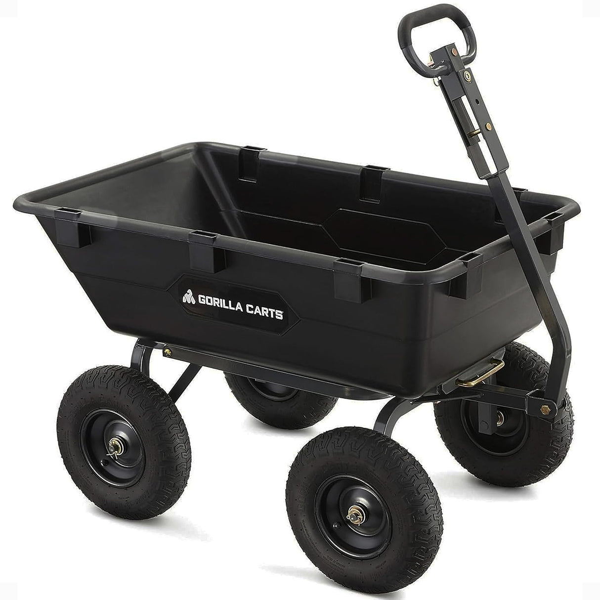 Gorilla Carts Poly Garden Dump Garden Cart with Easy to Assemble Steel Frame, Camping Wagon with Quick Release System, 1200 Pound Capacity, and 13 Inch Tires