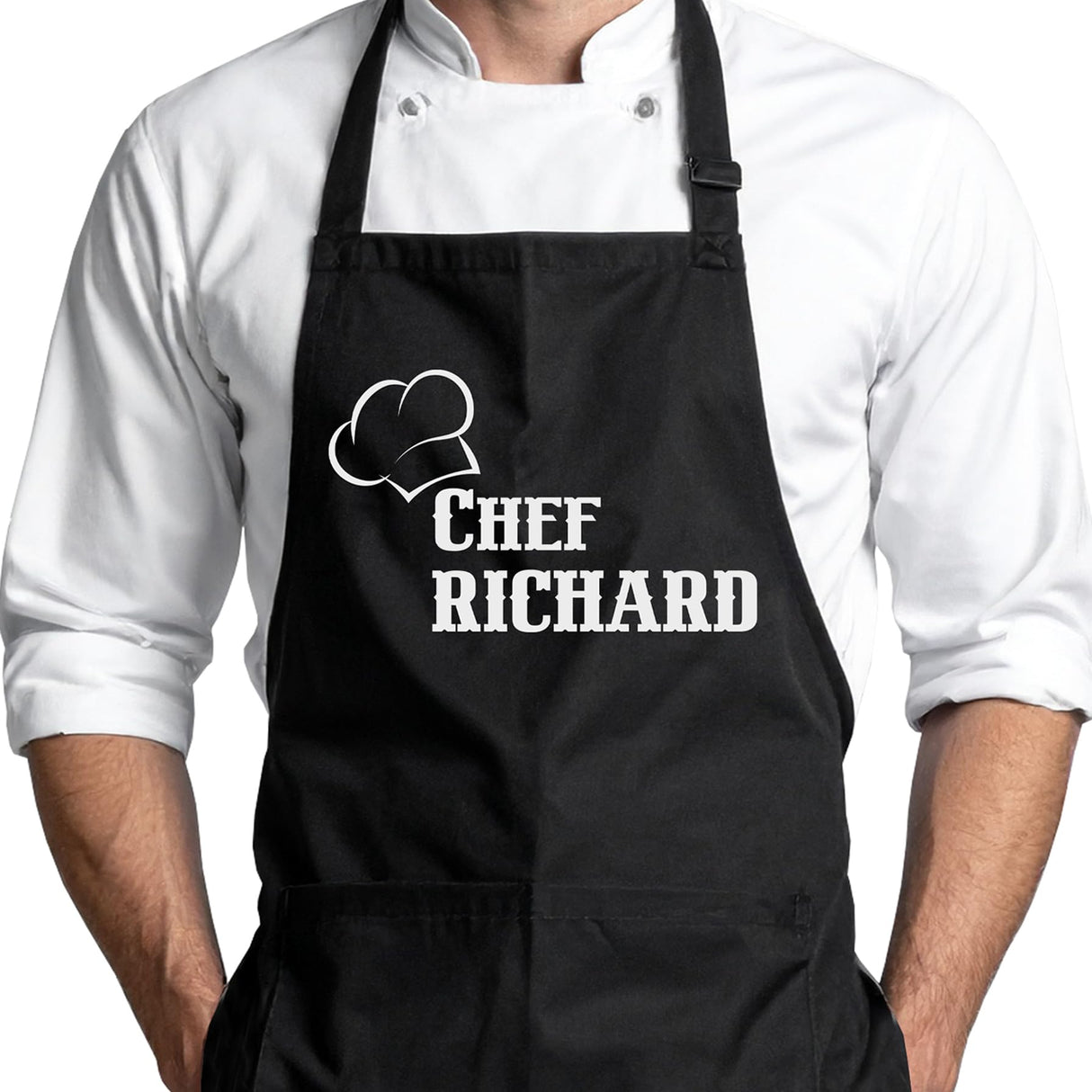 Chef Apron with Custom Name, Personalized Gifts for Men, Gifts for Women, Aprons for Women with Pockets, Valentines Day Gifts, Father's Day Gifts, Christmas Gifts, Anniversary, Mother's Day Gifts