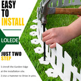 Garden Edging 33FT LOLEDE, 4.6IN Tall White Landscape Edging Border with 60 Stakes, Flexible Plastic Lawn Edging for Yard, Flower Beds,Tree Rings, Walkways & Garden Borders（Square-White）