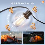 addlon 35FT Solar String Lights Outdoor, IP54 Waterproof Solar Powered with Remote & USB Port, 10+1 LED Shatterproof Bulbs, Dimmable Solar Light Outdoor for Camping Backyard Bistro Porch