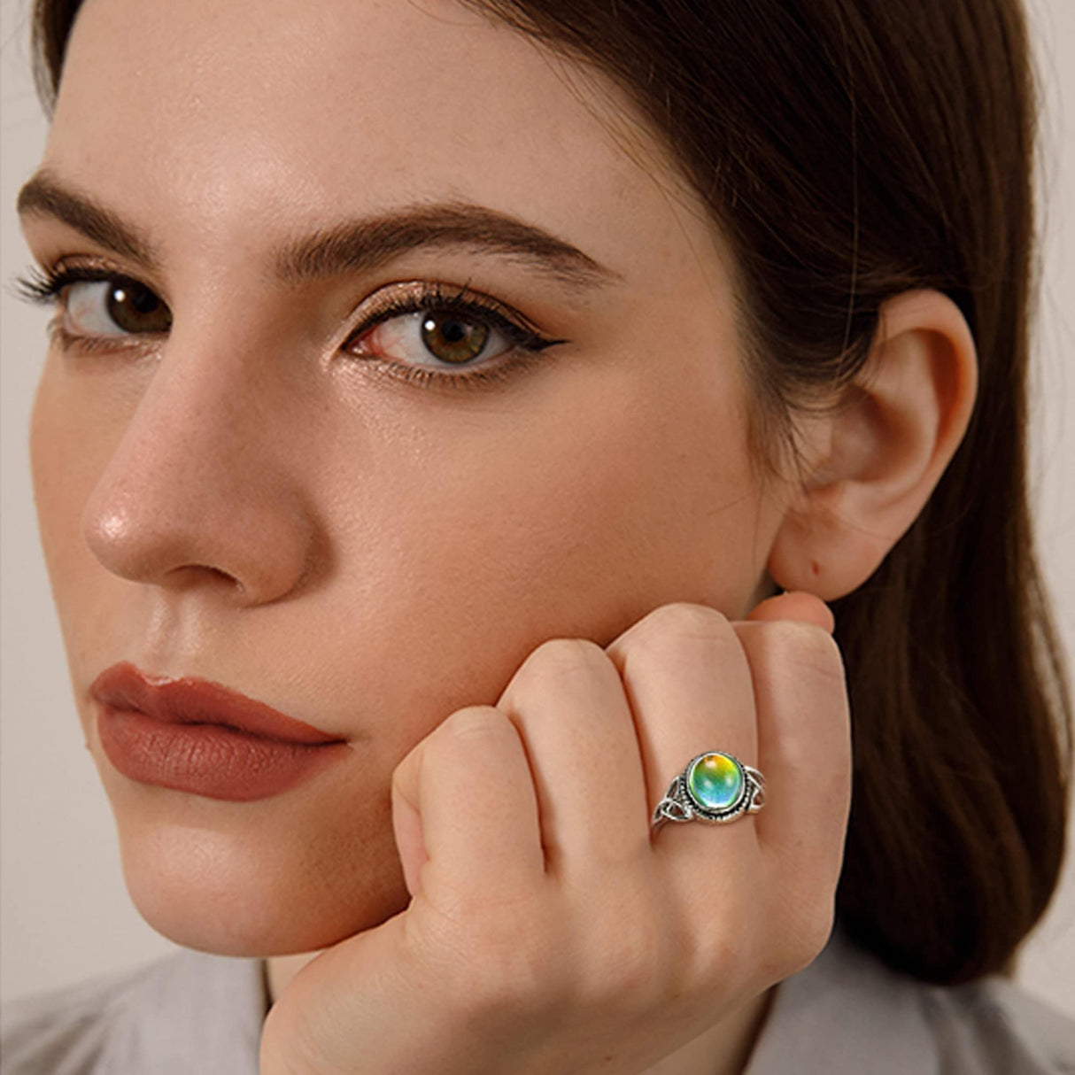 ADRAMATA 925 Sterling Silver Mood Ring for Women Color Change Mood Rings