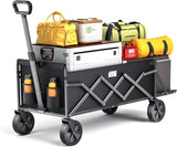 TANSTRIDER Collapsible Wagons Carts Foldable with Extended Tailgate, Folding Wagon Cart on Wheels, Portable Heavy Duty Shopping Carts for Groceries, Apartment, Garden, Camping, Sports,Outdoor (Black)
