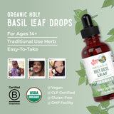 MaryRuth Organics Holy Basil Sugar Free | Tulsi Holy Basil Herbal Liquid Drops | Antioxidant | Cognitive Function | Digestive Support | Energy Levels | Vegan | Non-GMO | 1 Fl Oz