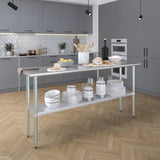 AmGood 18 in. x 72 in. Stainless Steel Work Table | Metal Kitchen Food Prep Table | NSF