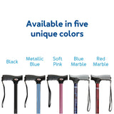 Carex Soft Grip Walking Cane - Height Adjustable Cane With Wrist Strap - Latex Free Soft Cushion Handle, Metallic Blue