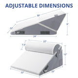 Sasttie Wedge Pillow Set for After Surgery, Adjustable Orthopedic Bed Wedge Pillow Set for After Surgery, Sleeping, Acid Reflux, Back Pain, and Recovery, Dark Grey & White