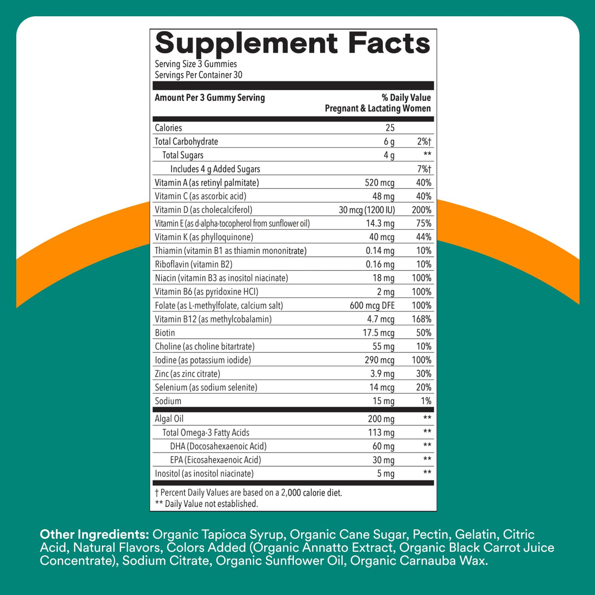 SmartyPants Prenatal Multivitamin Gummies - Improved Formula: Omega 3 (DHA/EPA), Methylfolate, Biotin, Vitamin D3, C, Vitamin B12, B6, Vitamin A, K & Zinc, Gluten Free, 90 Count (30 Day Supply)