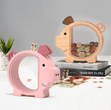 Summidate Wooden Piggy Bank for Kids Large Money Bank for Boys Girls,Cute Unbreakable Wood Money Box, Creative Saving Money Jar Personalized Gifts for Child Birthday Christmas & Decor
