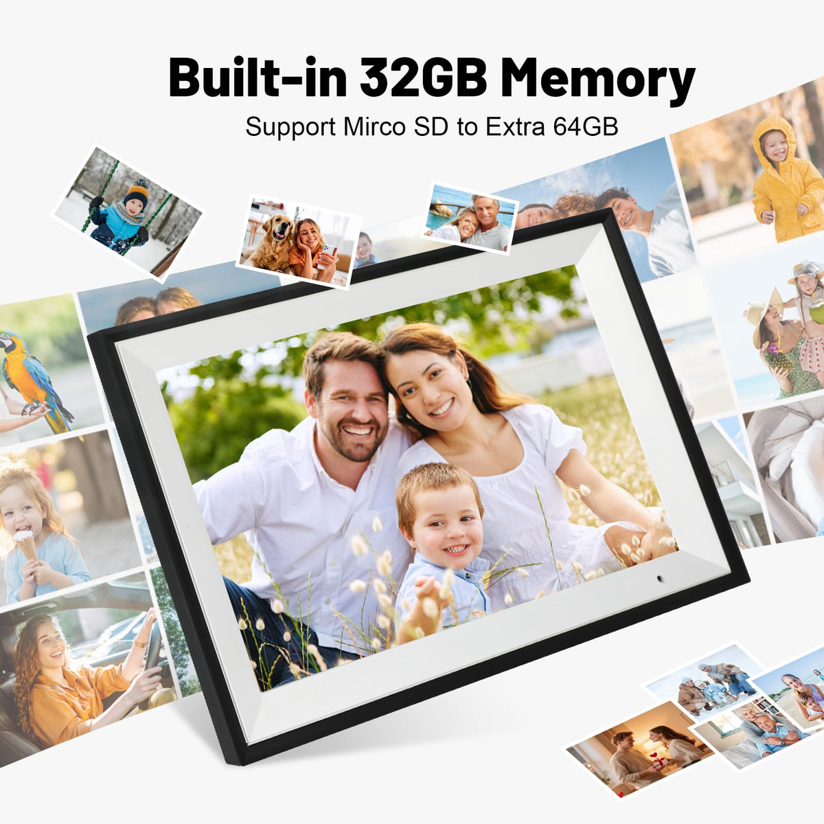 Digital Picture Frame, 10.1 Inch Picture Frame with 1280*800 HD IPS Touch Screen, Smart Digital Photo Frame Built-in 32GB Memory, Auto-Rotate Easy Setup to Share Photos or Videos via AiMOR APP (Black)