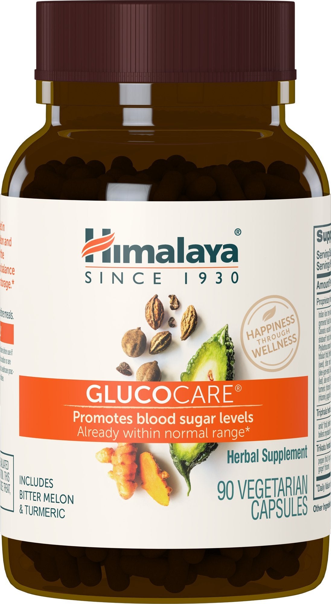 Himalaya GlucoCare, 3 Week Supply - Herbal Glucose Metabolism and Pancreatic Support with Triphala, Turmeric, Bitter Melon, and Gymnema - Vegan, Non-GMO, Gluten Free, 90 Capsules