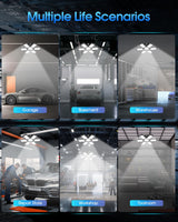 AUDLES 8 Pack LED Garage Light, 200W 20000LM 6500K LED Shop Lights, Garage Lights Ceiling Led with 6+1 Deformable Panels, Screw in E26/E27 Socket Bulb for Warehouse, Workshop, Basement, Barn Lighting
