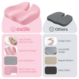 CJACSOC Seat Cushion, Extra Large Memory Foam Cushion for Office Chair Cushions, Ergonomic Cushions Pad Pillow for Pressure Relief Sciatica & Pain Relief for Long Sitting, Pink