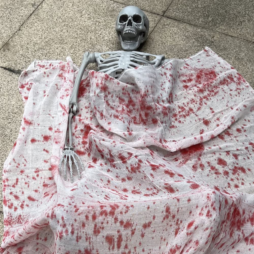 Wocst 5.4Ft/165cm Halloween Skeleton Full Body Life Size Human Bones with Movable Joints for Indoor Outdoor Halloween Props Decorations