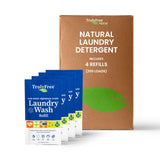 Truly Free Laundry Detergent for Sensitive Skin | Gentle & Safe for Baby Clothes | Plant-Based | 4 Pack Refill Powder | Easy to Dissolve to Create a Liquid | Signature Wash Scented (200 Loads)