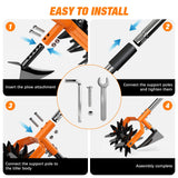 GINMIC Hand Tiller Garden Cultivator, Garden Tiller with Upgrated Triangle Hoe and Adjustable Long Handle, 2-in-1 Weeder & Soil Aerator for Lawn Care, Cultivate, Plant, Reseed, Gardening Hand Tools