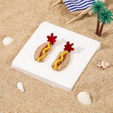 Madison Tyler Hot Dog Dangle Earrings Ketchup Splash Funny Food Jewelry