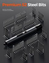 Electric Precision Screwdriver Set, 80 Magnetic Bits, Max 0.75N.m Torque, Mini Electric Screwdriver with 5 Torque Levels, Cordless Repair Tool for Electronics, PC Build, Laptop, Phone and Camera