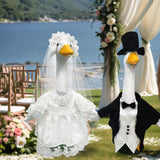 Frebento 2 Sets Porch Goose Wedding Outfit for 23'' Goose, Goose Couple Bride Groom Tuxedo Suit, Wedding Decor Gift for Couples Bridal Shower Party