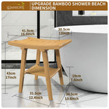 Bamboo Shower Bench Stool, Shower Chair for Inside Shower with 2-Tier Storage Shelf, Waterproof Shower Seat for Shaving Legs, Spa Bathroom Shower Bench for Senior Adult Disabled Elderly