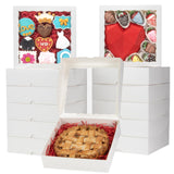 TEMLQPACK 50pcs 9x9x2.5 Inches White Bakery Boxes - Cookies, Pie, Chocolate Covered Strawberries, Breakable Heart, Charcuterie Boxes for Valentine's & Christmas